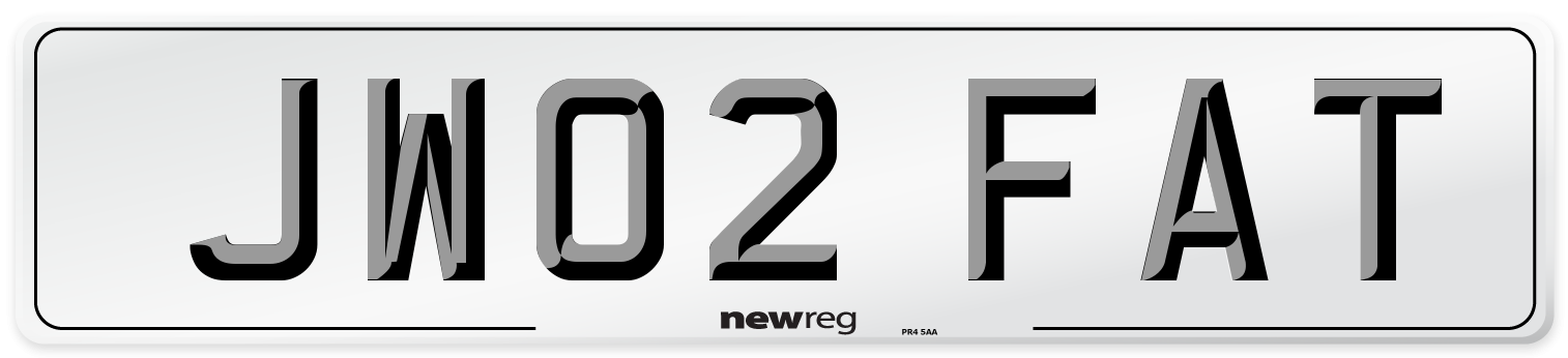 JW02 FAT Number Plate from New Reg